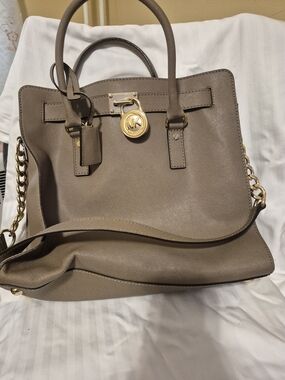 Michael Kors Taupe Saffiano Leather Tote with Gold Hardware
